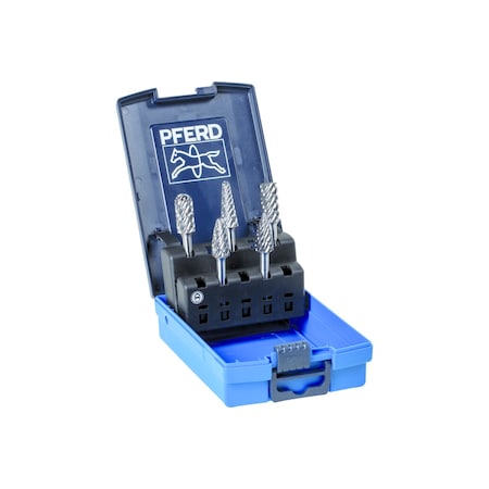 Pferd 5 Piece Bur Set - 1/4" Shank - Plastic Case, STEEL Cut 26553